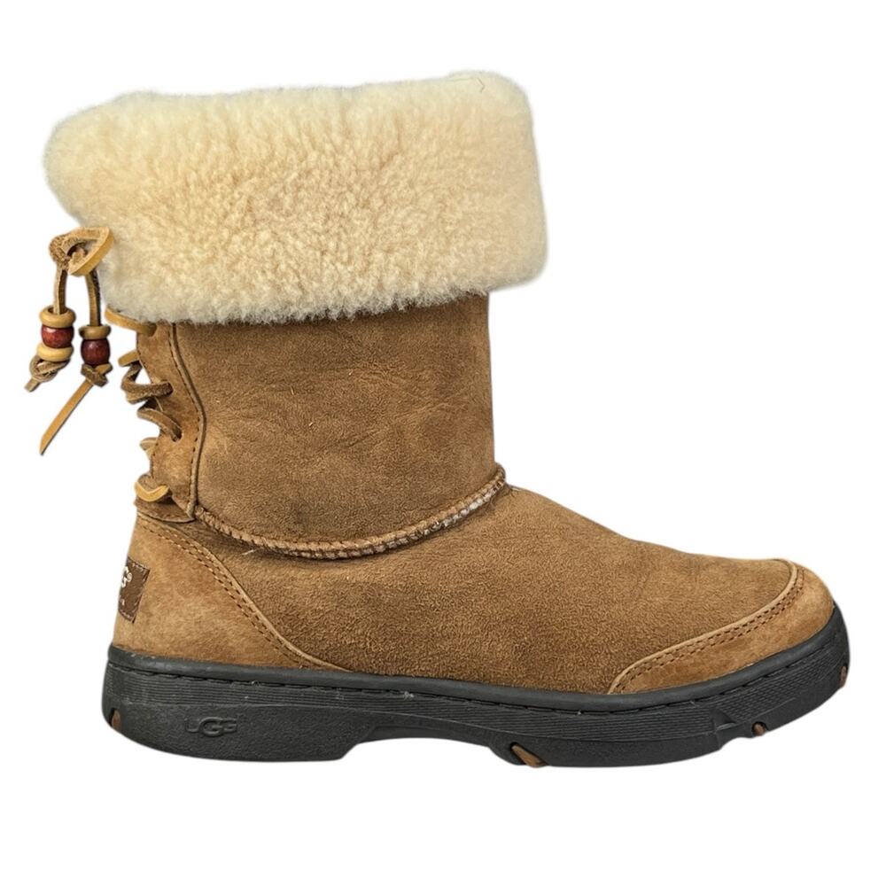 UGG Women’s Ultimate Bind Brown Suede Cuffed Winter Boot Size US 7
